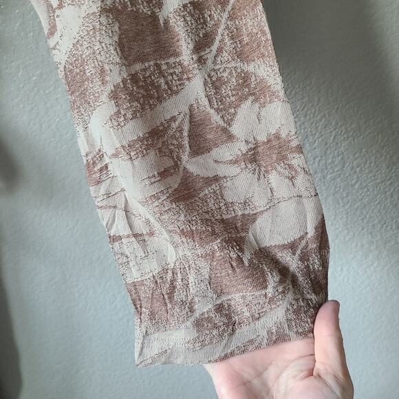 Zara Floral Midi Dress Sz Large Long Mock Neck Party Career Belt‎ - Picture 4 of 11